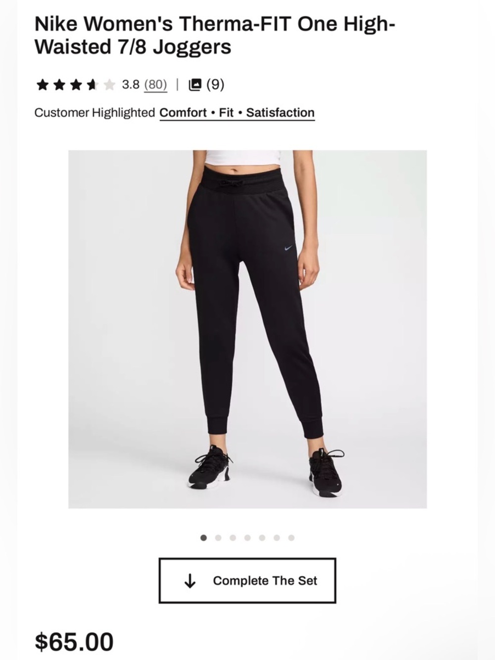 Nike Women's High-Waist 7/8 Therma-FIT Joggers - Black